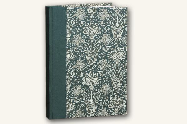 high-quality book for writing and drawing, green cover paper with Art Nouveau ornaments